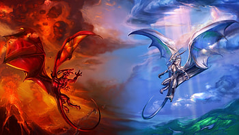 Helicopters vs dragons fantasy 1920Ã1080. heaven and hell dragons . HD wallpaper
